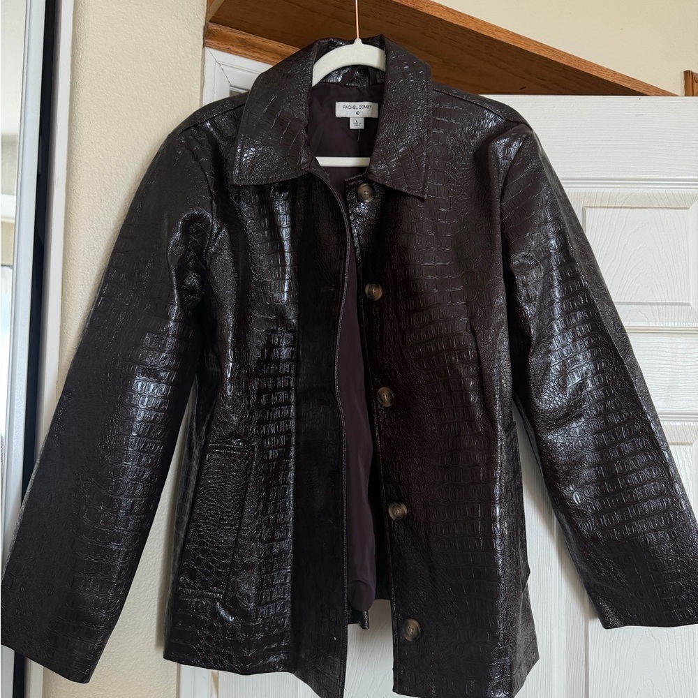 Chocolate Brown Crocodile-Embossed Jacket